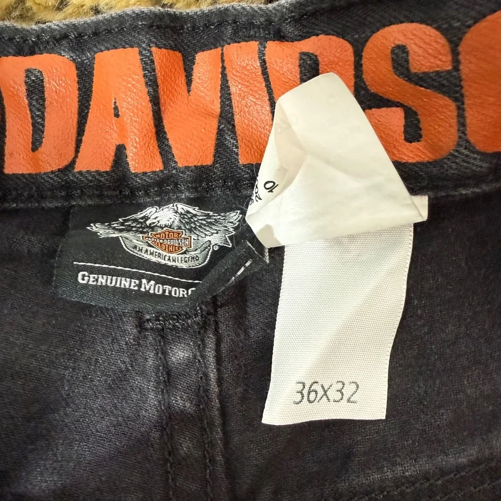 Harley-Davidson Mens Faded Black Straight Leg Denim Jeans 36x32 Biker Moto